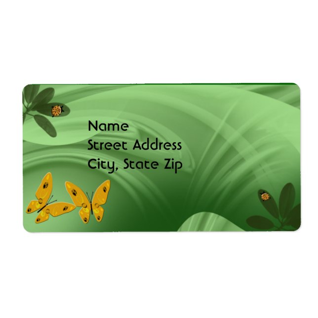 Étiquette Bugs Et Papillons Lady Dans Le Vert (Devant)