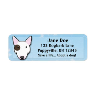Étiquette Bull-terrier blanc de Kawaii (tache d'oeil)
