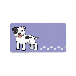 Étiquette Bull-terrier du Staffordshire de bande dessinée