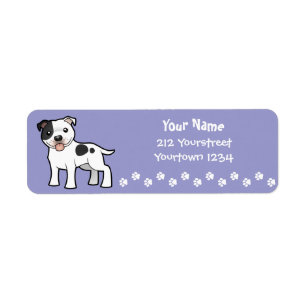 Étiquette Bull-terrier du Staffordshire de bande dessinée