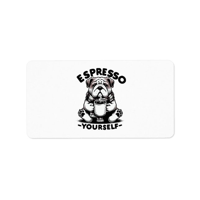 Étiquette Bulldog au café chaud espresso (Devant)