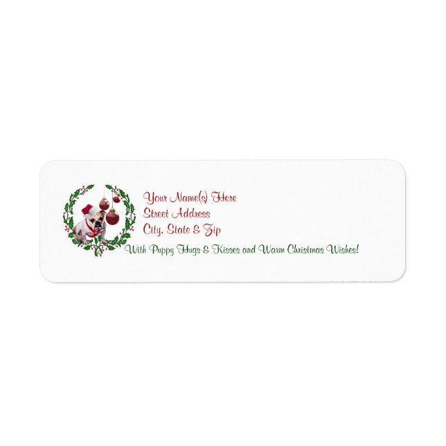 Étiquette Bulldog Christmas Wings Retourner l'adresse Label  (Devant)