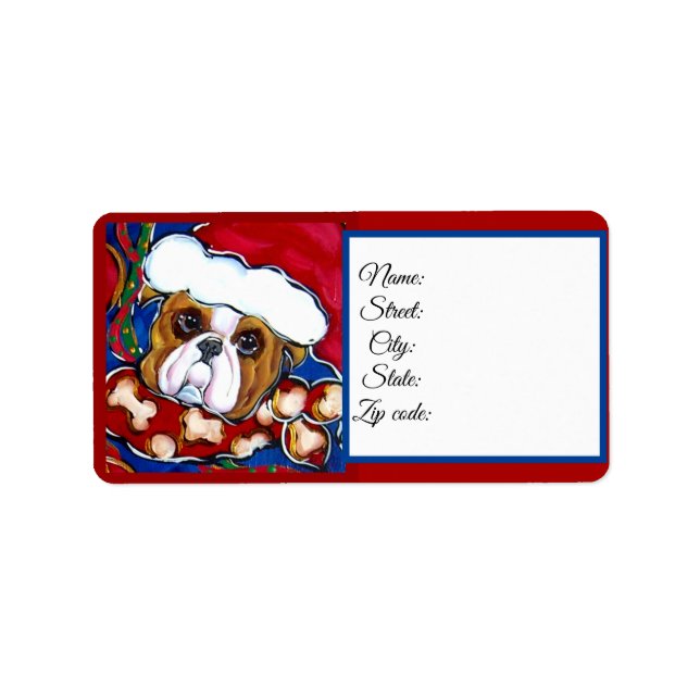 ÉTIQUETTE BULLDOG DE NOËL (Devant)
