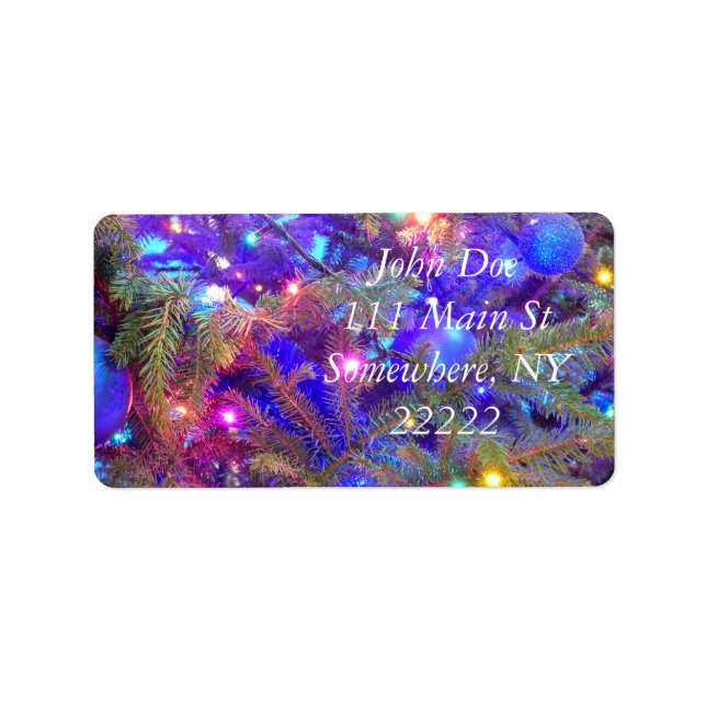 Étiquette Bulles de Noël en bleu (Devant)