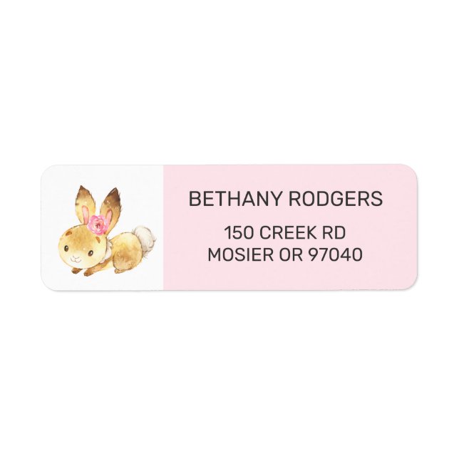 Étiquette Bunny Baby Girl Shower Enveloppe Retourner Adresse (Devant)