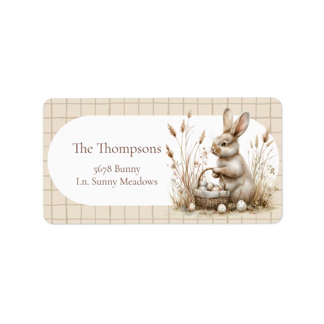 Étiquette Bunny beige Boho de la fête de Pâques (Devant)
