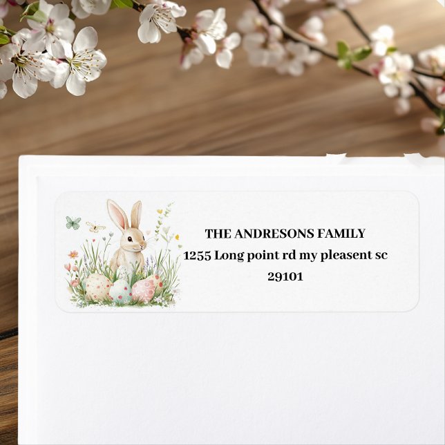 Étiquette Bunny du printemps et Pâques florales (Créateur téléchargé)
