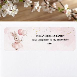 Étiquette Bunny Pastel rose Anniversaire