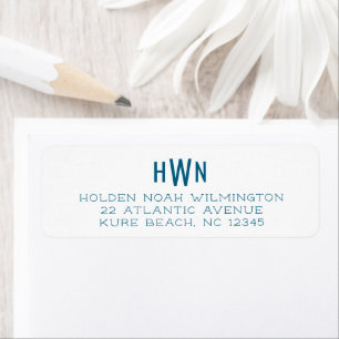 Étiquette Bureau professionnel Navy Blue à monogramme pour h