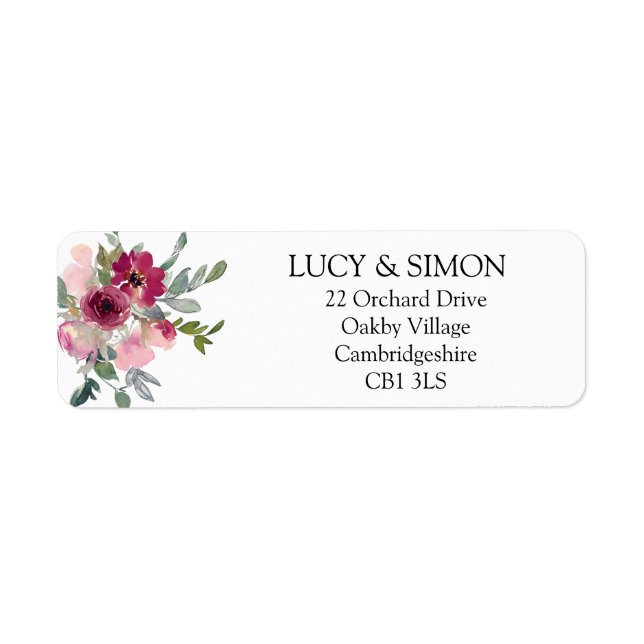 Étiquette Burgundy & Blush Mariage retour  (Devant)