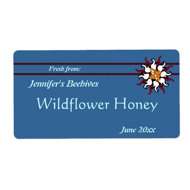 Étiquette Burgundy Floral with Stripes Canning (Devant)