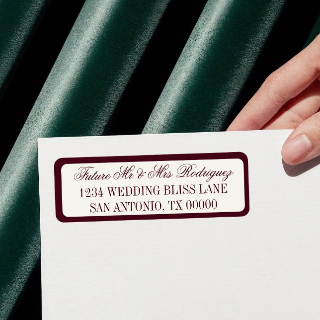 Étiquette Burgundy Future Mr & Mrs Wedding Return Address (Créateur téléchargé)