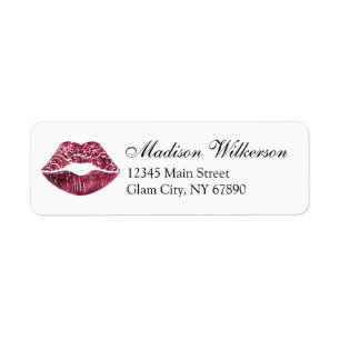 Étiquette Burgundy Lipstick Makeup Artist Address Label