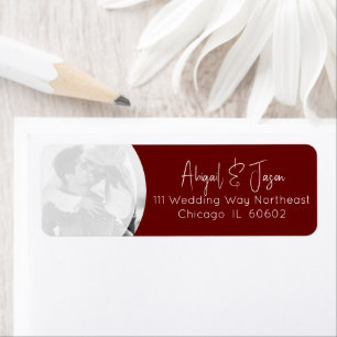 Étiquette Burgundy Mariage photo retour Adresse