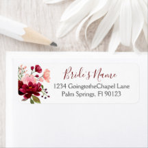 Burgundy Rose Fête de Mariage Aquarelle Florale