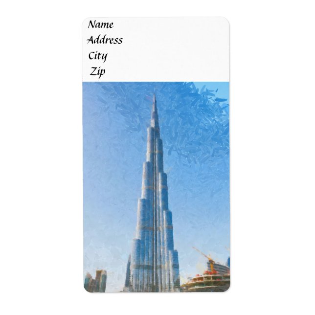 Étiquette Burj Khalifa, peinture de Dubaï (Devant)