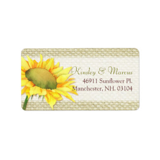 Étiquette Burlap Sunflower Adresse du Mariage campagnard