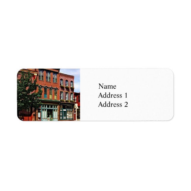 Étiquette Burlington NJ - Rue dans le quartier historique (Devant)