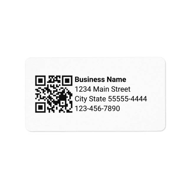 Étiquette Business QR Code Phone Number Return Address White (Devant)