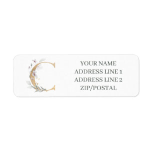 Étiquette C Monogramme Floral Personnalisé