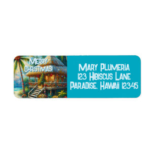 Étiquette Cabane Tropical Christmas Palm Tree Adresse de ret