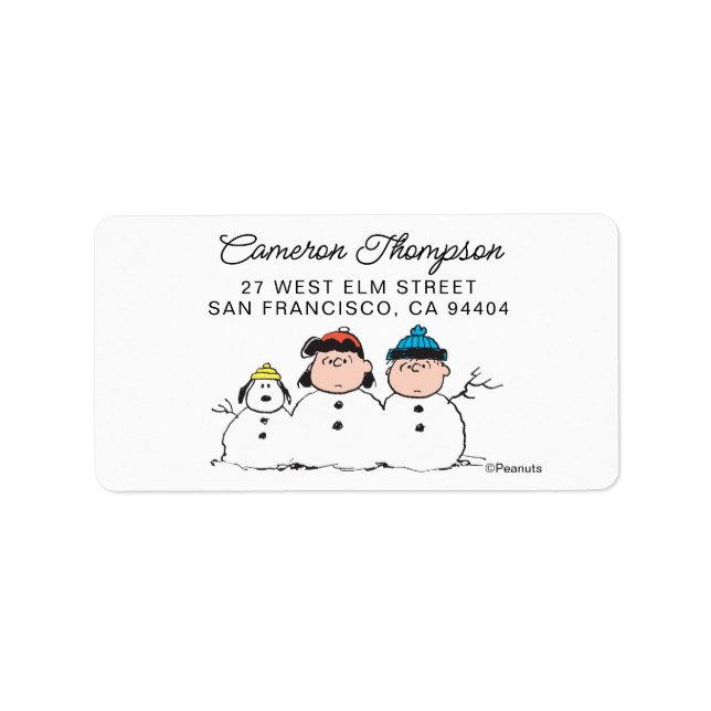 Étiquette cacahuètes | 3 Personne Snowman (Devant)