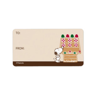 Étiquette cacahuètes Balise cadeau Snoopy Gingerbread Hous