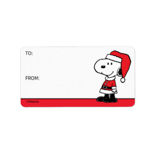 Étiquette cacahuètes Balise cadeau Snoopy Santa Claus