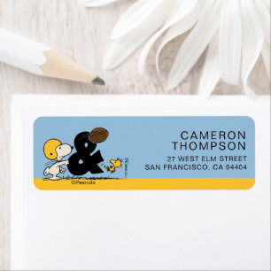 Étiquette cacahuètes   Football Snoopy & Woodstock