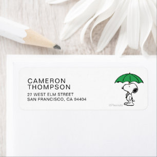 Étiquette cacahuètes Parapluie vert Snoopy