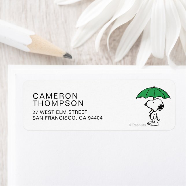 Étiquette cacahuètes | Parapluie vert Snoopy (En situation)