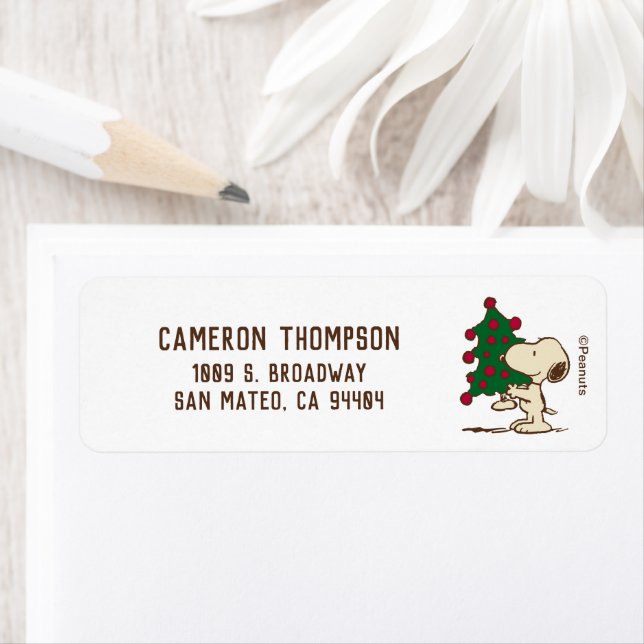 Étiquette cacahuètes | Snoopy Christmas Tree (En situation)