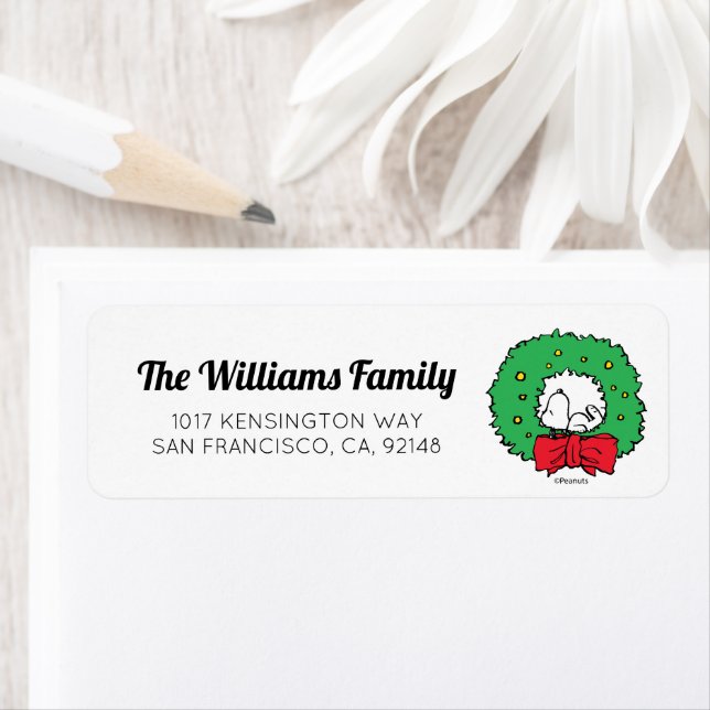 Étiquette cacahuètes | Snoopy Christmas Wreath (En situation)