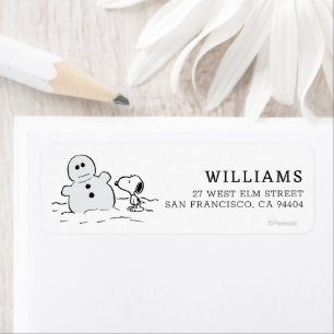 Étiquette cacahuètes Snoopy Construit Un Snowman