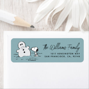 Étiquette cacahuètes Snoopy Construit Un Snowman