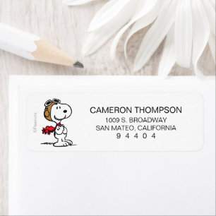 Étiquette cacahuètes Snoopy L'As Volant