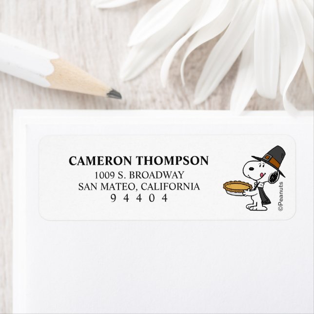 Étiquette cacahuètes | Snoopy Pilgrim (En situation)