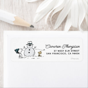 Étiquette cacahuètes Snoopy & Woodstock Build A Snowman