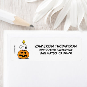 Étiquette cacahuètes   Snoopy & Woodstock Citrouille pop-up