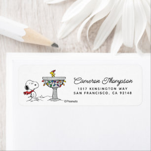 Étiquette cacahuètes Snoopy & Woodstock Froid Birdbath