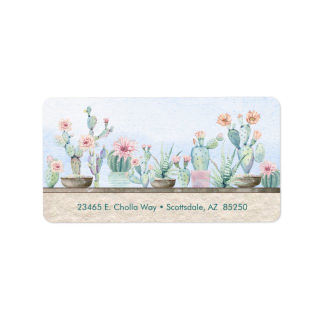 Étiquette Cactus Aquarelle (Devant)