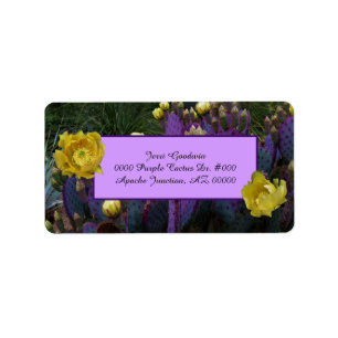 Étiquette Cactus de Prickly Pear violet Fleurs jaunes adress