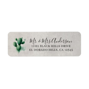Étiquette Cactus gris vert aquarelle mariage sud-ouest