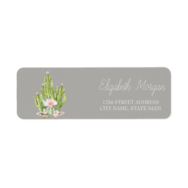 Étiquette Cactus Romantique Chic Fleurs Succulentes (Devant)