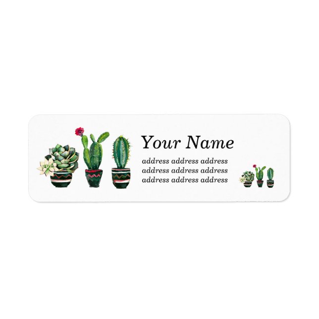 Étiquette cactus, succulent, aquarelle, fiesta, mexicaine, (Devant)