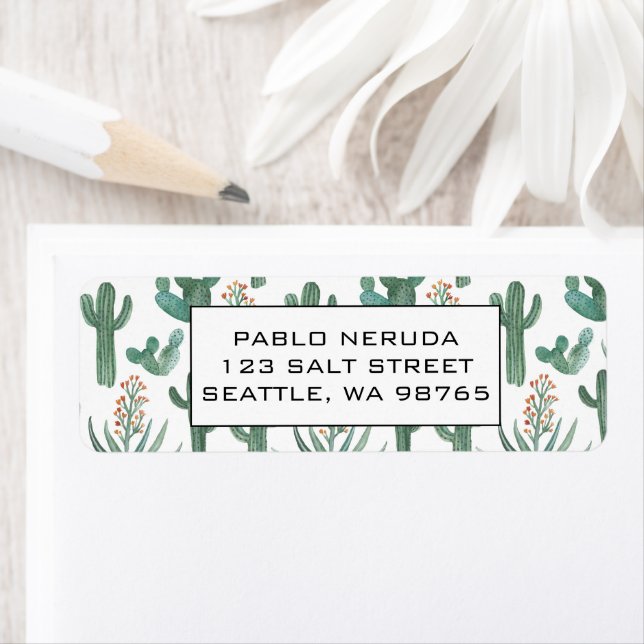 Étiquette Cactus & Succulents Desert CUSTOM Adresse postale (En situation)