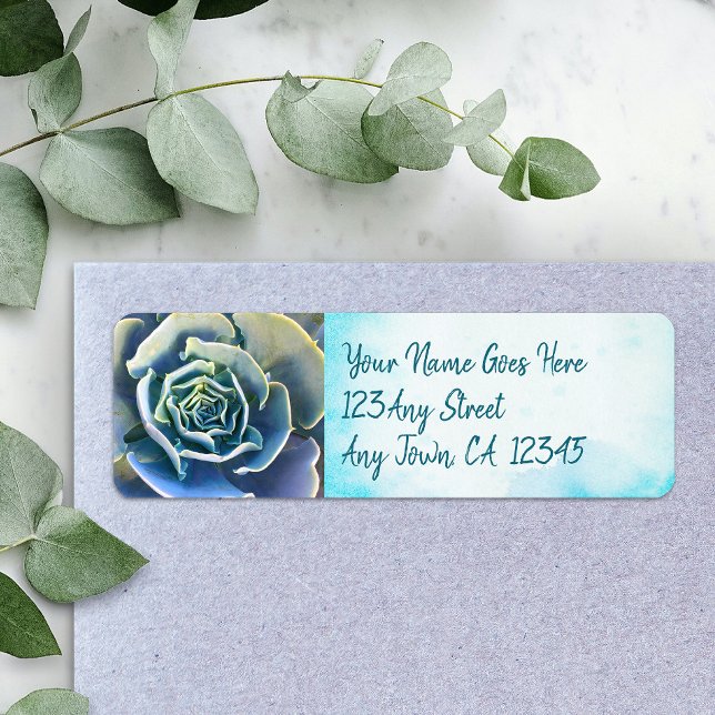 Étiquette Cactus vert succulent adresse photo élégante chic (Créateur téléchargé)