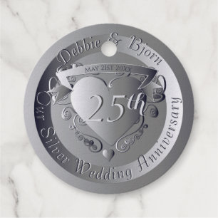 Étiquette-cadeau 10e, 20e, 25e, 70e anniversaire de Mariage Coeur
