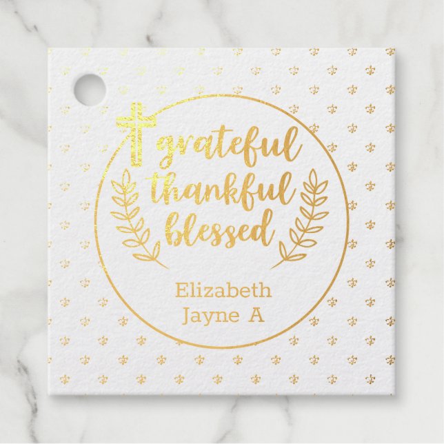 Étiquette-cadeau 12 VÉRITABLE FOIL Merci catholique 1ère COMMUNAUTÉ (Devant)