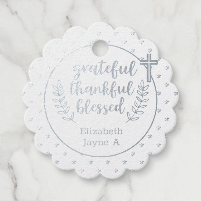 Étiquette-cadeau 12 VÉRITABLE FOIL Merci catholique 1ère COMMUNAUTÉ (Devant)